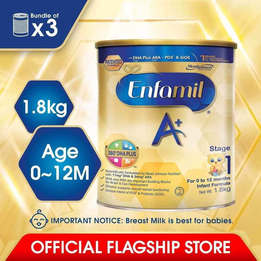 Enfamil A+, Infant Formula, Stage 1 (1.8kg) Bundle of 3